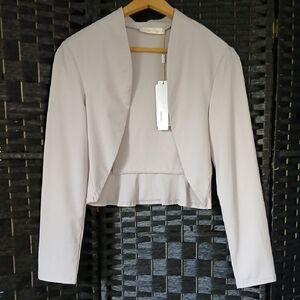 NWT Belle Poque Silver/Gray Open Front Bolero Jacket SZ M